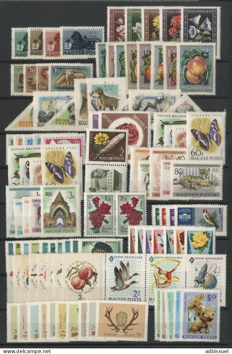 HONGRIE 1946-1974 Cote 351,70 € Ensemble Neuf ** (MNH) Thématique Animaux, Fleurs... Liste Des Timbres En Description - Unused Stamps