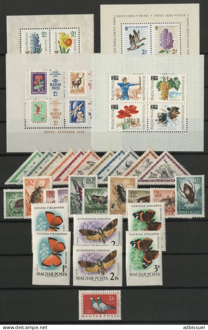 HONGRIE 1946-1974 Cote 351,70 € Ensemble Neuf ** (MNH) Thématique Animaux, Fleurs... Liste Des Timbres En Description - Unused Stamps