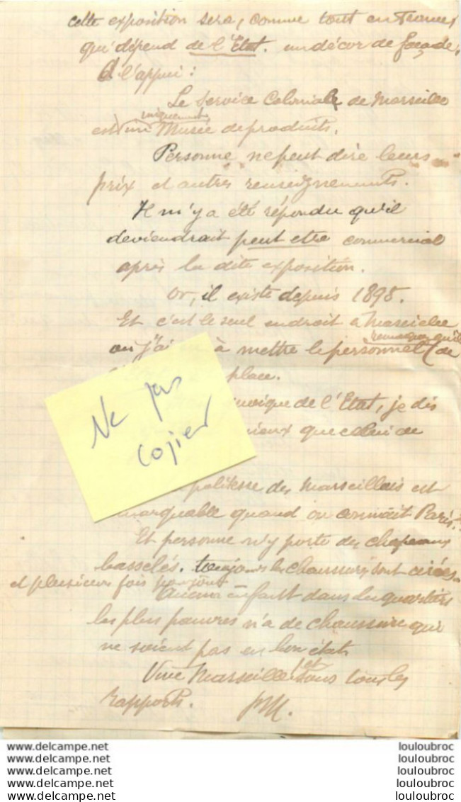 ECRIT DE 1905 POIGNANT SUR LES PRISONS EN 1894 SIGNE PAUL MANTEAU COURRIER ADRESSE A MADAME REY FEMME DU MIS EN CAUSE R1 - Historische Documenten