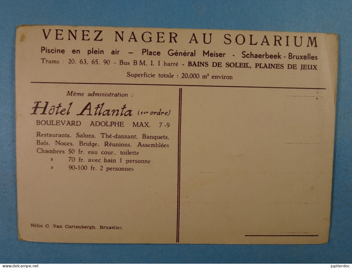 Venez Nager Au Solarium Piscine En Plein Air Schaerbeek-Bruxelles Hôtel Atlanta - Cafés, Hôtels, Restaurants