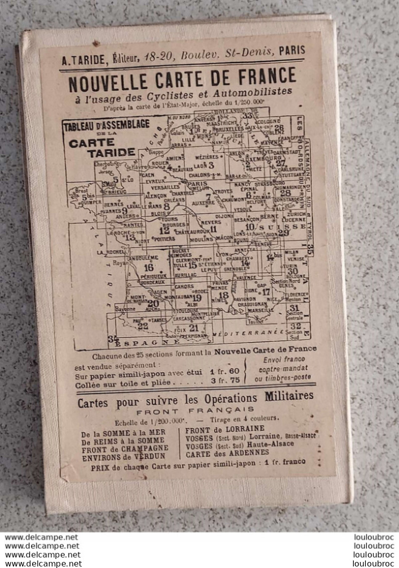 CARTE TARIDE TOILEE COULEUR POUR CYCLISTES ET AUTOMOBILISTES ENVIRONS DE PARIS 80 KMS S-O - Strassenkarten