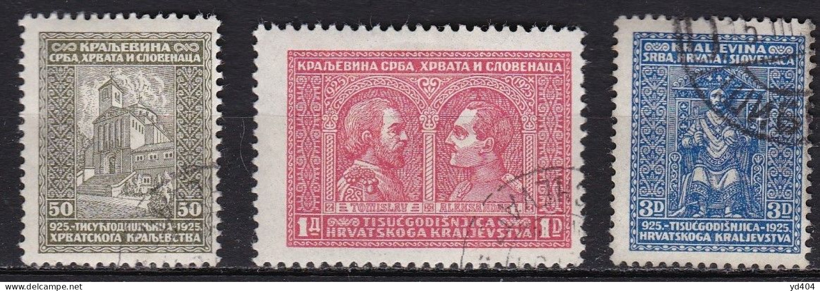 YU014 – YOUGOSLAVIA – 1929 – CROATIAN KINGDOM – Y&T # 204/6 USED 3,25 € - Usati