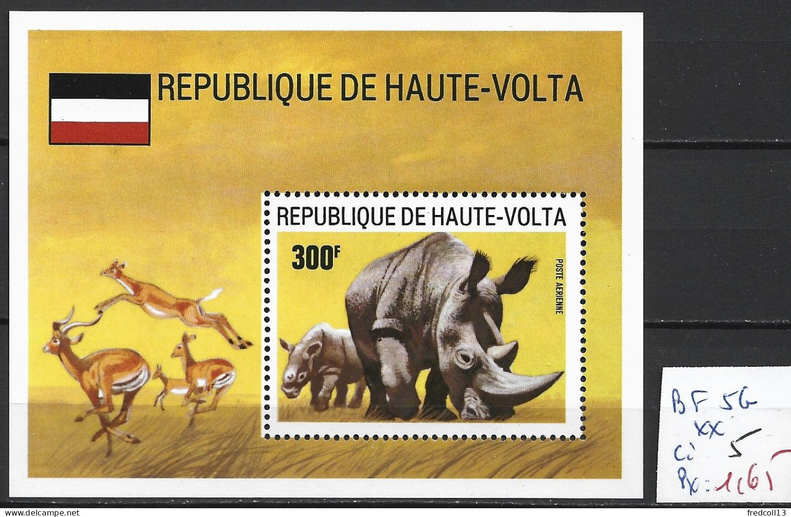 HAUTE-VOLTA BF 5G ** Côte 5 € - Rhinozerosse