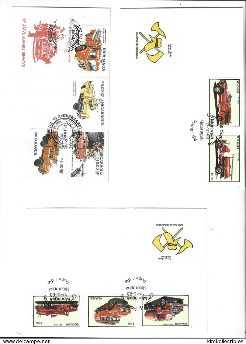 NICARAGUA - LOT OF 3 FDC COVERS - FIREFIGHTERS POMPIERS - Nicaragua