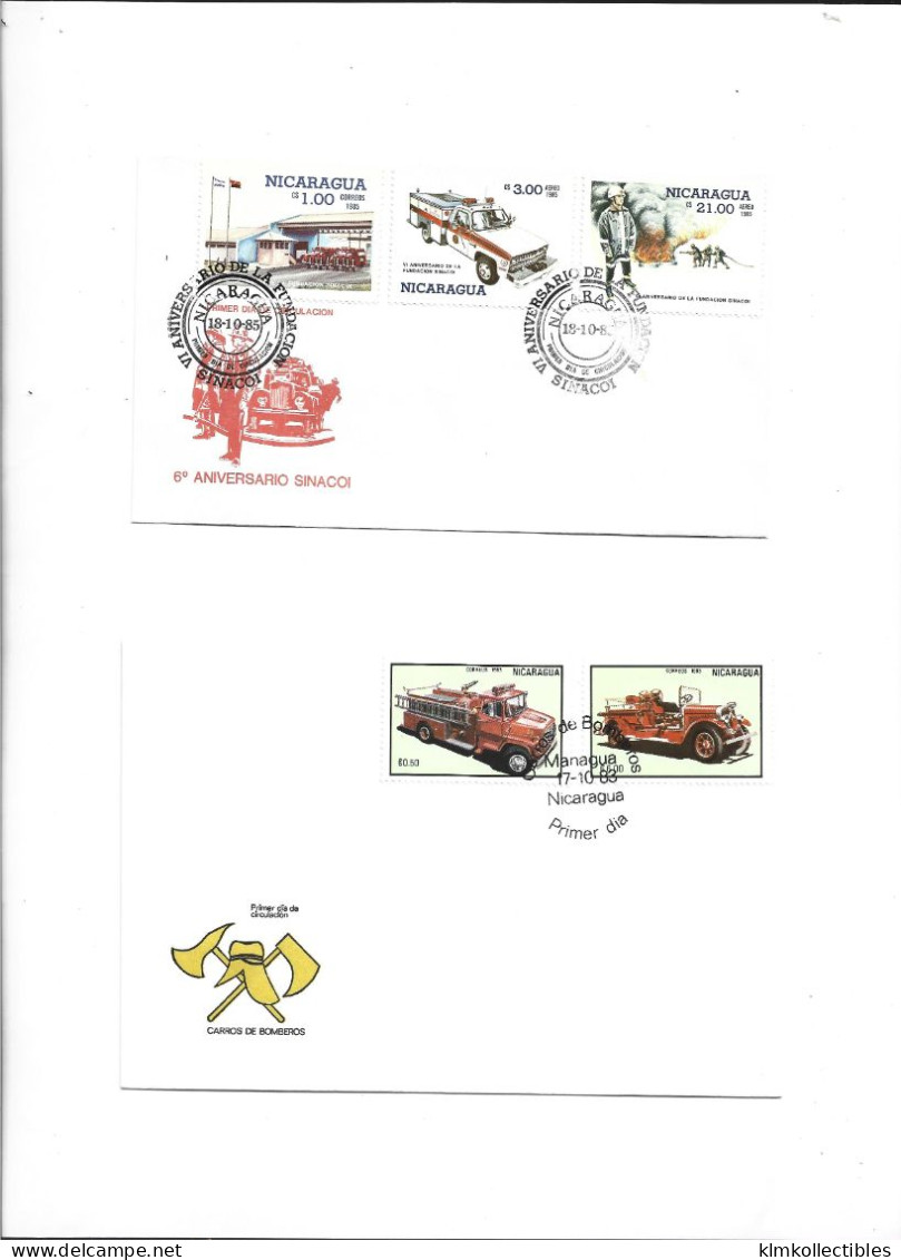 NICARAGUA - LOT OF 2 FDC COVERS - FIREFIGHTERS POMPIERS - Nicaragua