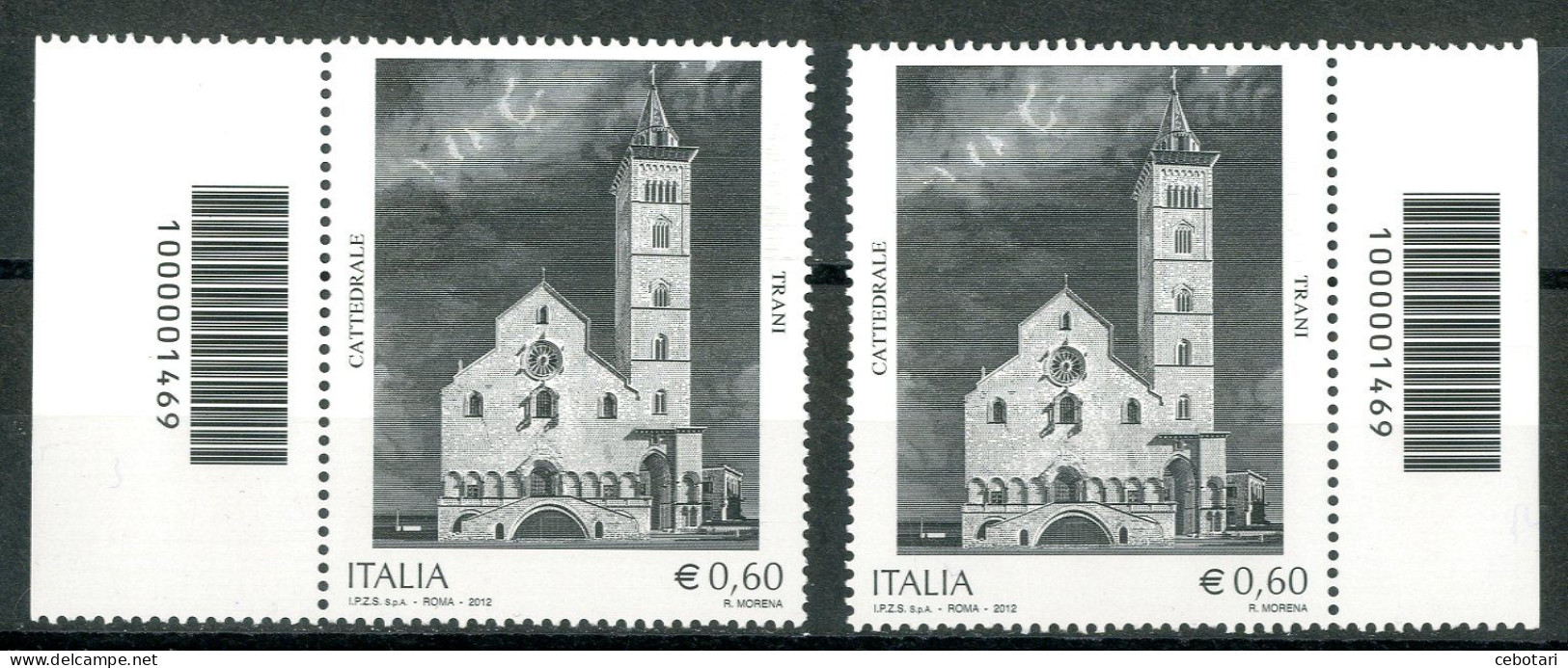 ITALIA / ITALY 2012** - Cattedrale Di Trani - 2 Val. MNH Con Codice A Barre. - Code-barres