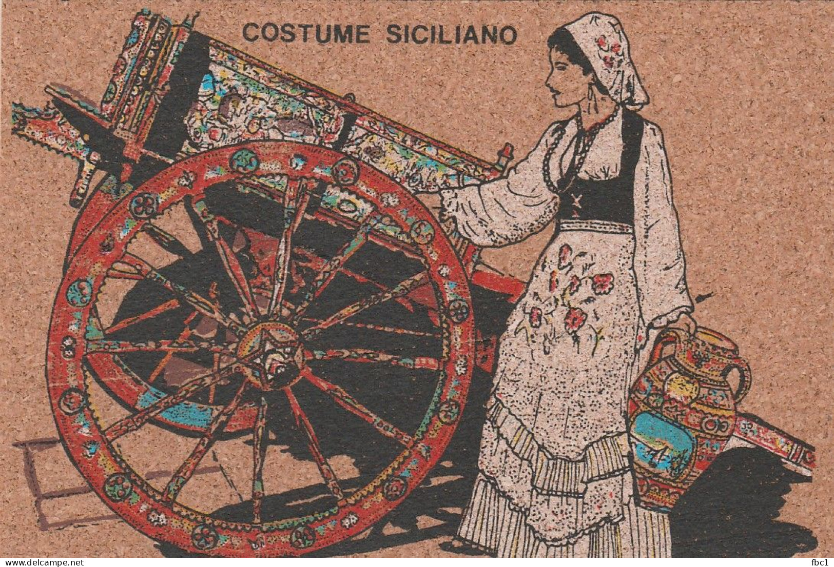 Carte En Liège - Costume Siciliano ( Tripi - Palermo) - Sonstige & Ohne Zuordnung