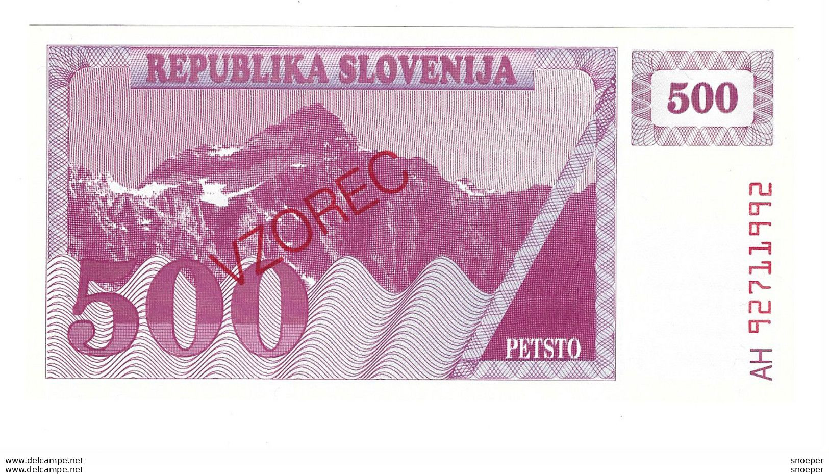 *slovenia  Vzorec  500 Tolarjev  1990  8S1   Unc - Slovenia