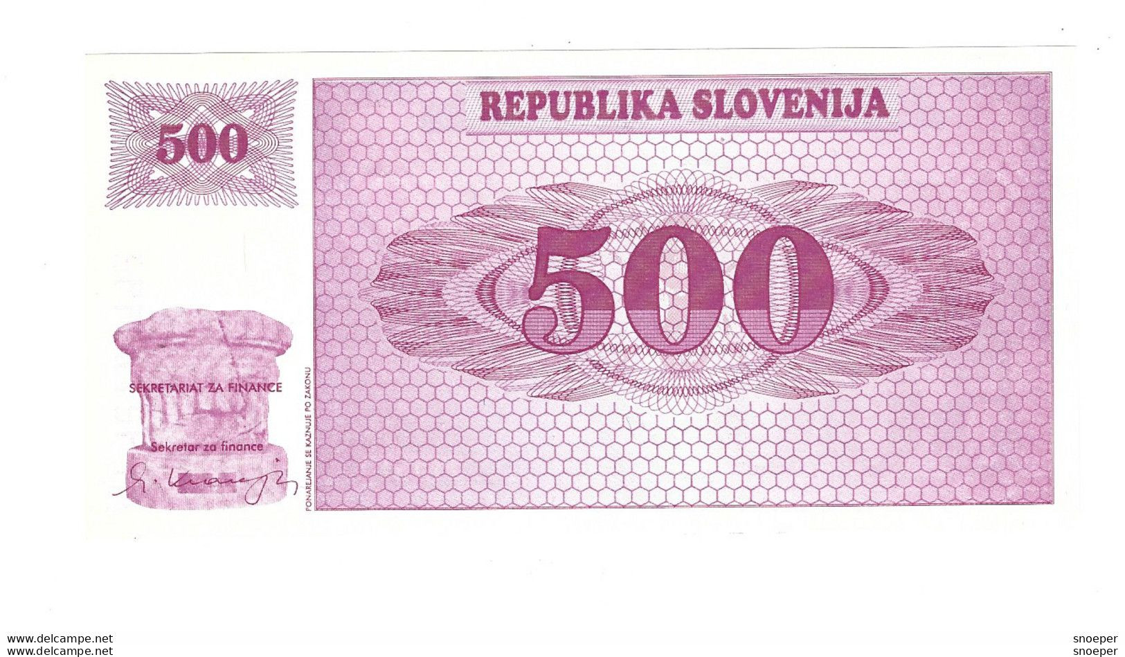 *slovenia  Vzorec  500 Tolarjev  1990  8S1   Unc - Slovenia