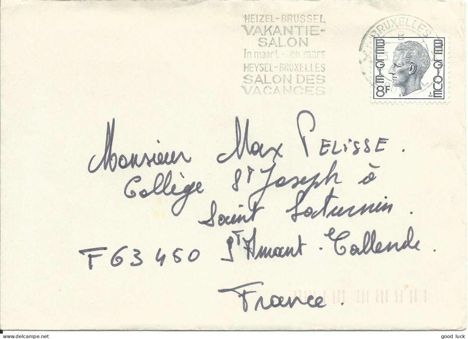 BELGIQUE LETTRE 8F BRUXELLES POUR ST AMANT CALLENDE ( PUY DE DOME ) DE 1976 LETTRE COVER - Brieven En Documenten