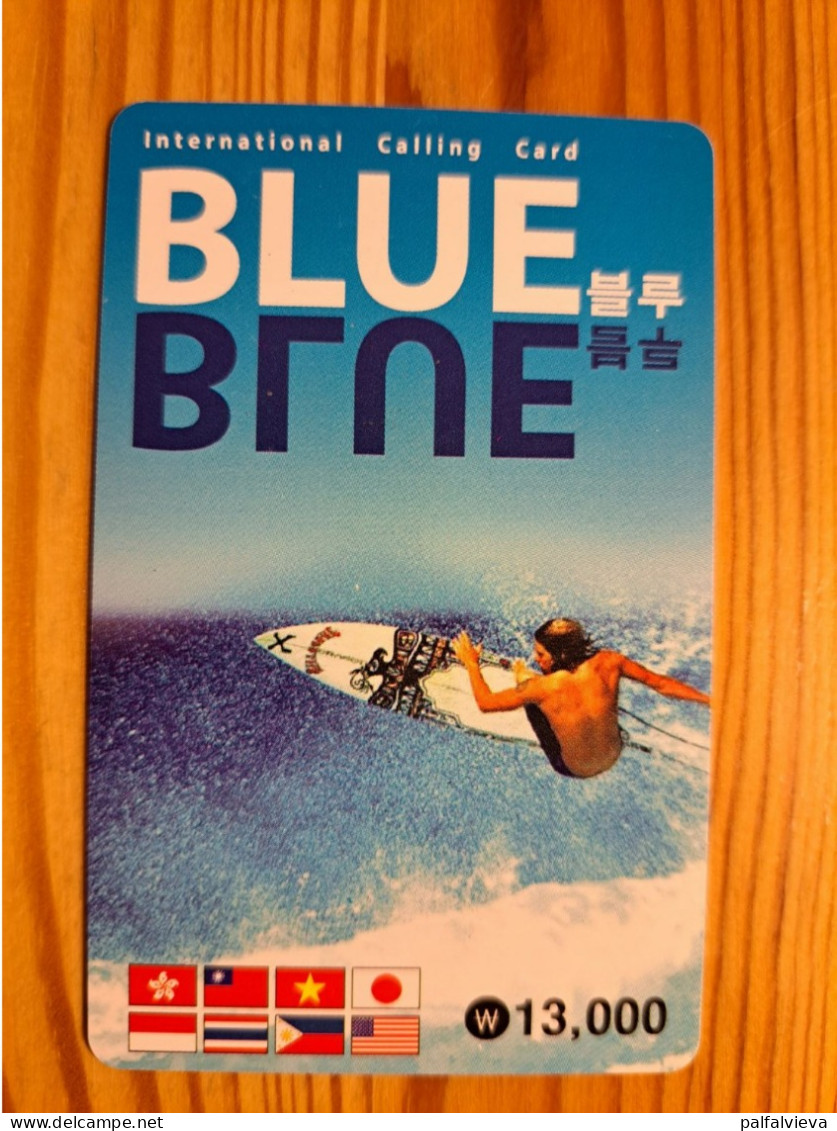 Prepaid Phonecard South Korea, HDT, International Calling Card, Blue - Surfing - Corea Del Sur