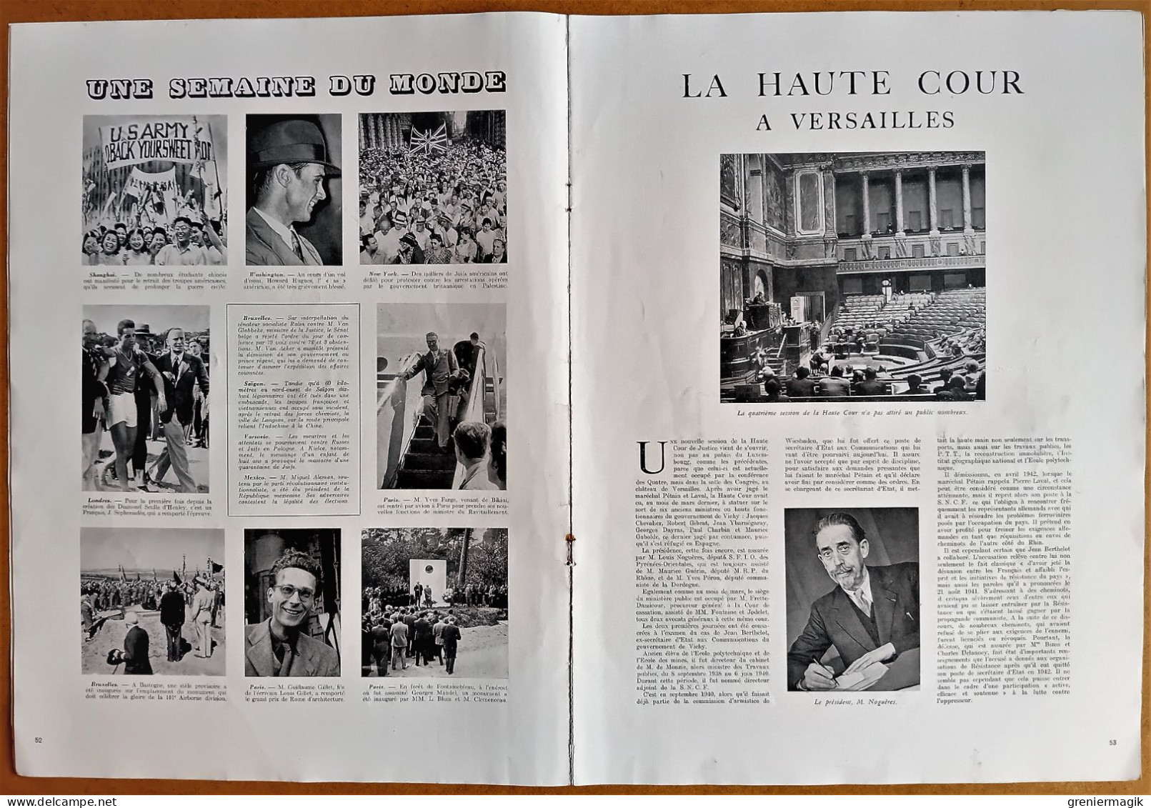 France Illustration N°42 20/07/1946 Haute Cour/Procès Belgrade Mikhaïlovitch/Egypte/Astrophysique Observatoires/Orléans - General Issues