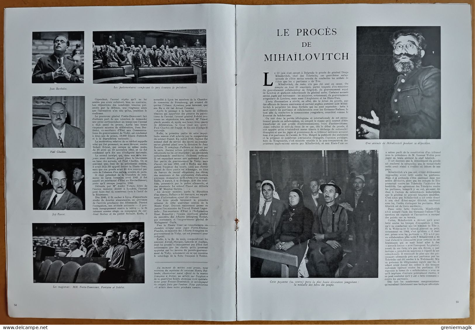 France Illustration N°42 20/07/1946 Haute Cour/Procès Belgrade Mikhaïlovitch/Egypte/Astrophysique Observatoires/Orléans - Informations Générales