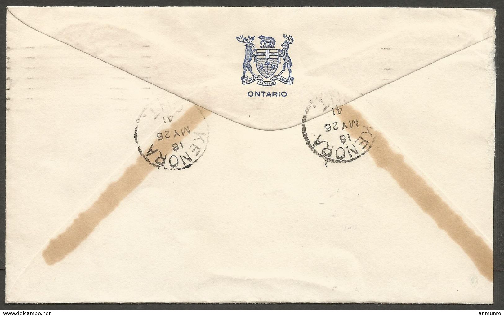 1941 Sheriffs Office Corner Card Cover Registered 12c Mufti/Chamber Kenora Ontario - Histoire Postale