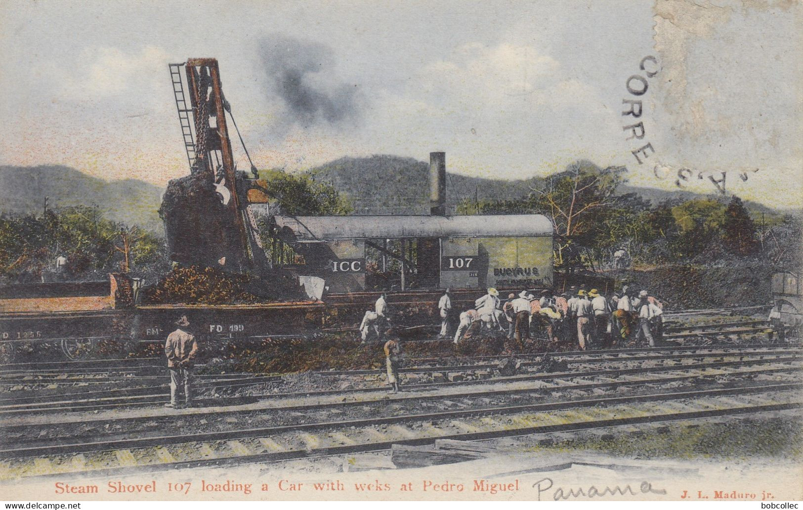 PANAMA : Steam Shovel 107 Loading A Car With Weks At Pedro Miguel  (travaux De Creusement Du Canal) - Panama