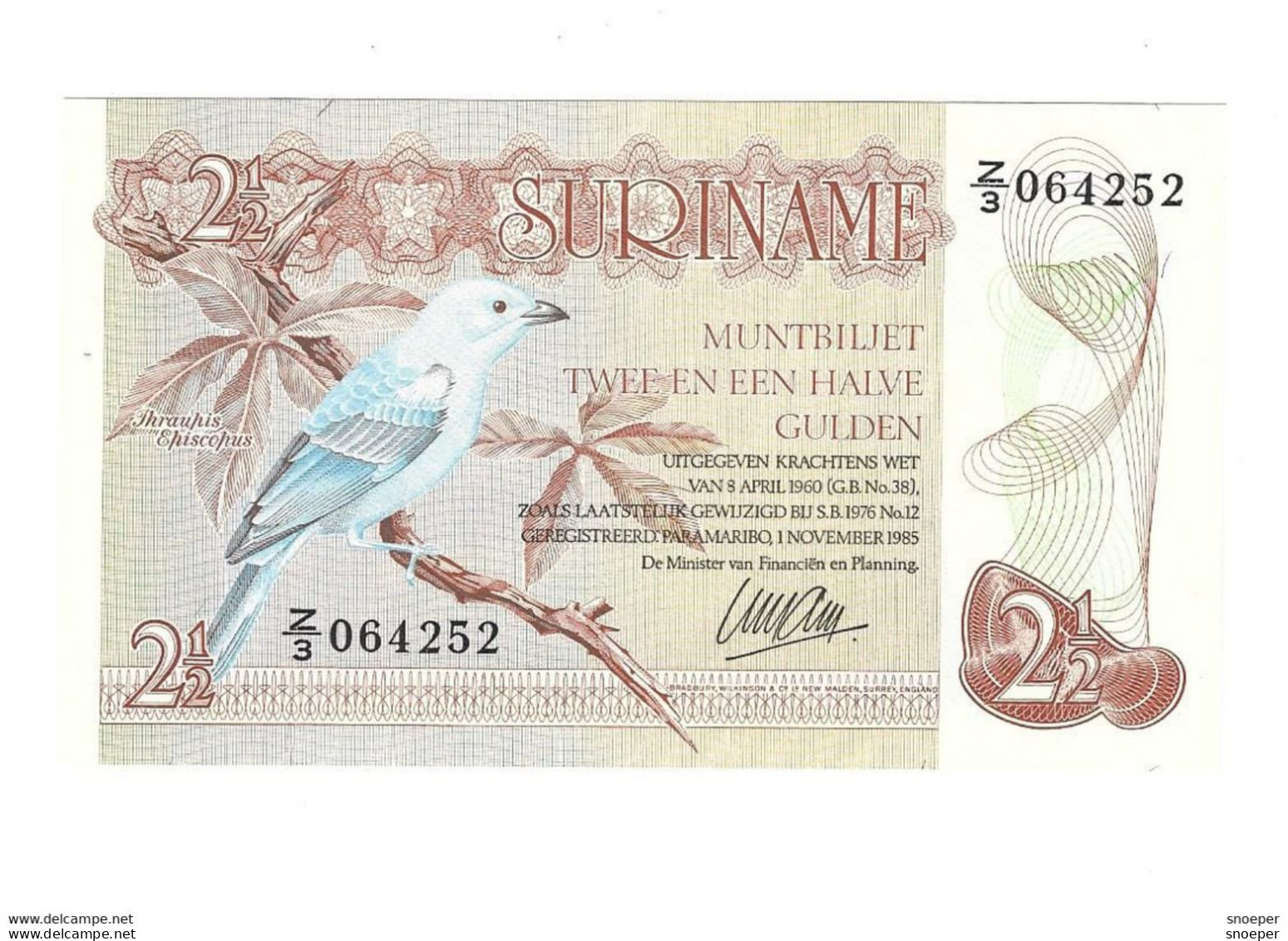 Suriname 2,5 Gulden 1985  119  Unc - Suriname