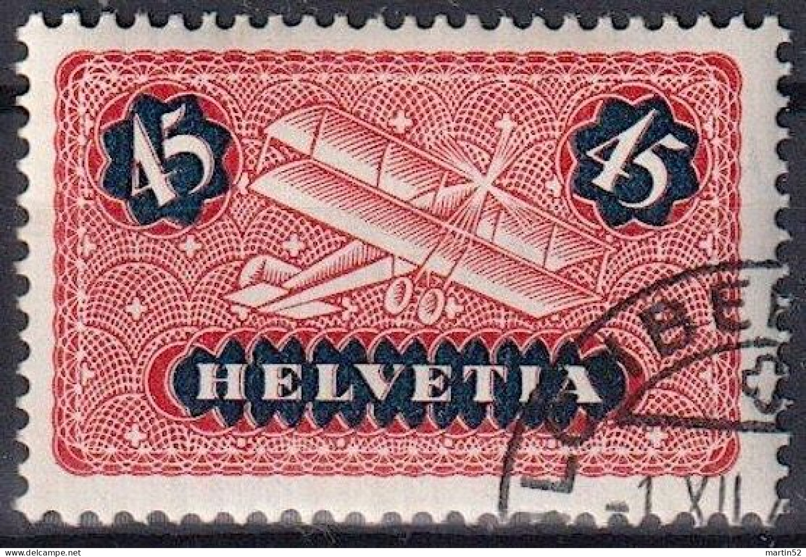 Schweiz Suisse 1937: "Biplane" Zu F8z (geriffelt) Mi 183z Yv PA8 (grillé) ⊙ KILCHBERG (ZÜRICH) 1.XII.4? (Zu CHF 70.00) - Used Stamps