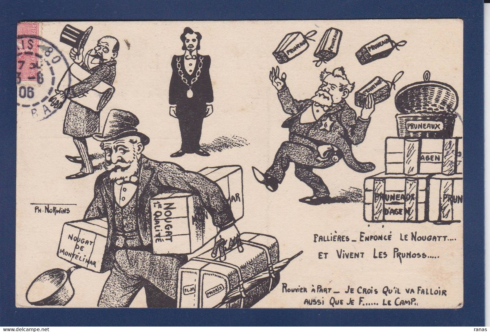 CPA Norwins Satirique Caricature Circulé Fallières Loubet - Norwins