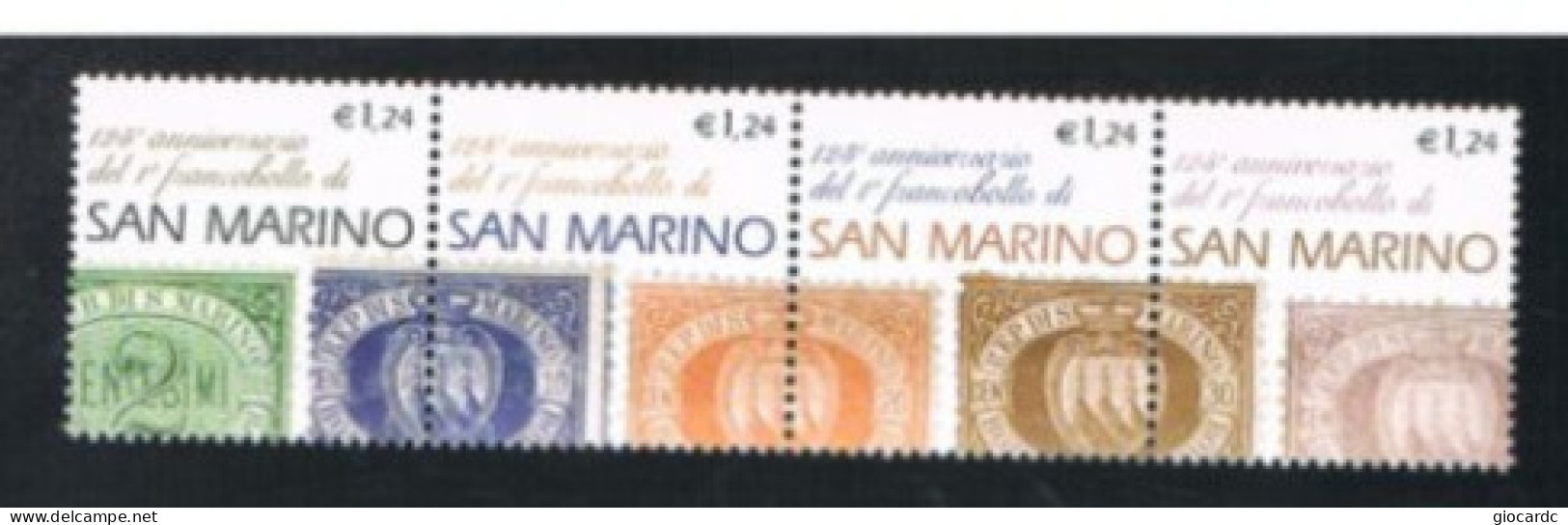 SAN MARINO - UN 1868.1872 - 2002 125^ ANNIV. FRANCOBOLLI SAN MARINO (COMPLET SET OF 4 STAMPS SE-TENANT, BY BF)  - MINT** - Unused Stamps