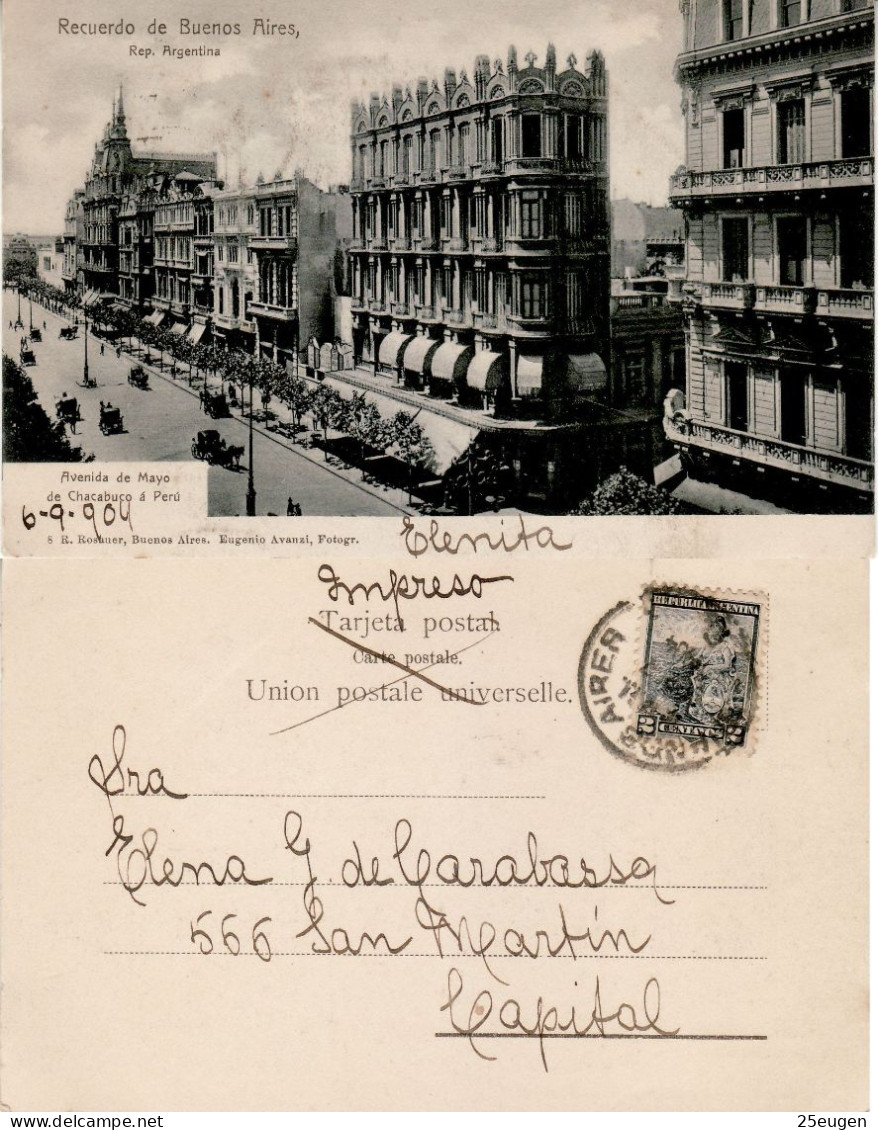 ARGENTINA 1904 POSTCARD SENT TO BUENOS AIRES - Covers & Documents