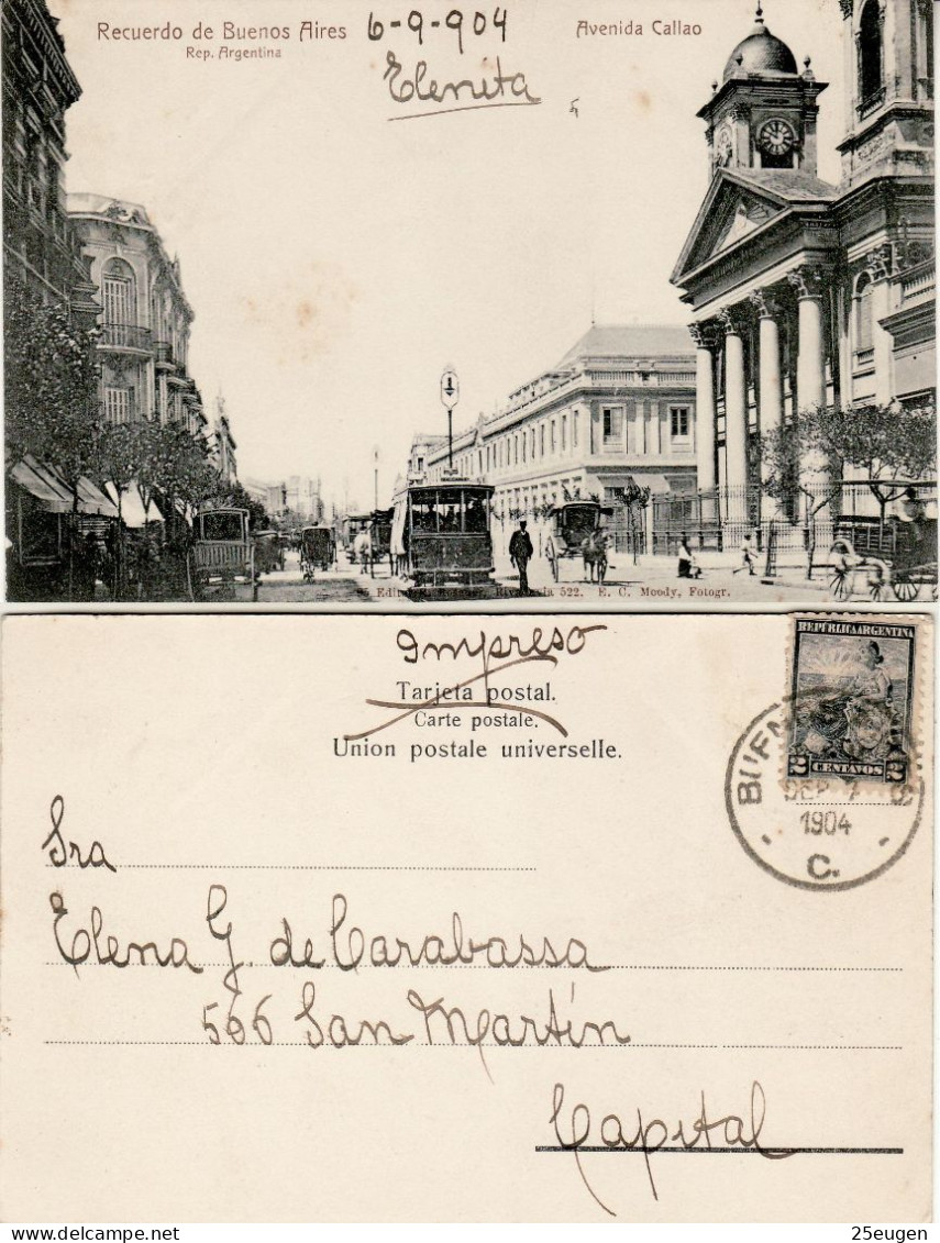 ARGENTINA 1904 POSTCARD SENT TO BUENOS AIRES - Storia Postale
