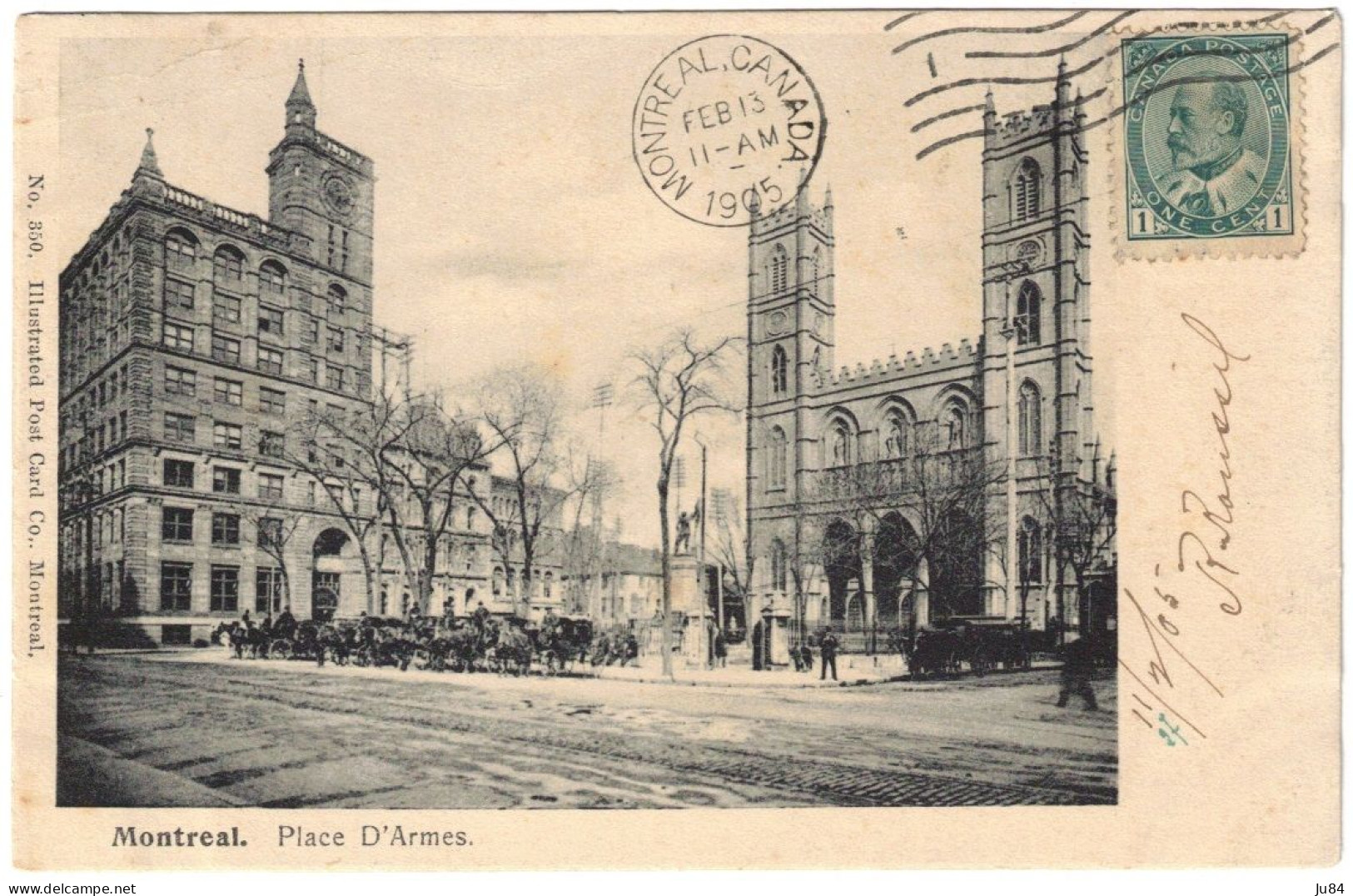 Canada - Québec - Montreal - Place D'armes - Carte Postale Pour Rouïba (Algérie) - 13 Février 1905 - Lettres & Documents