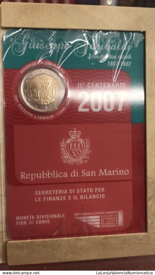 San Marino 2 Euros Garibaldi 2007 Km 481 Sc Unc - Saint-Marin