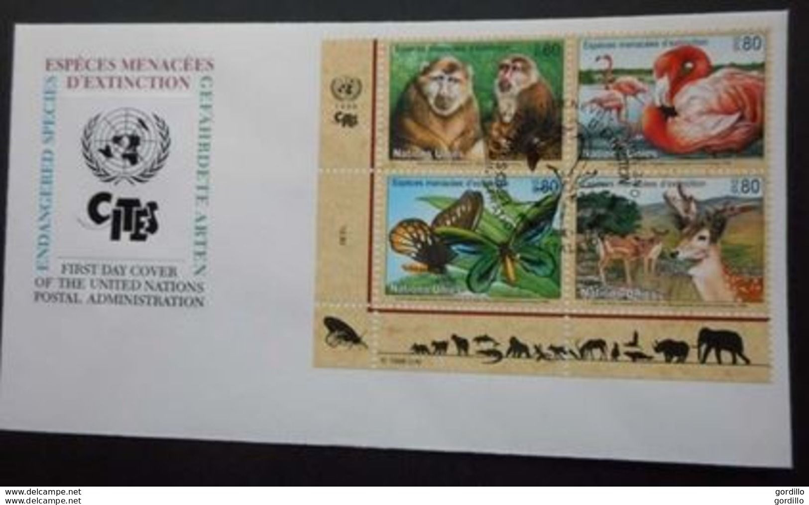 United Nations WIEN 248-251, 4erBlock Auf FDC, Gefährdete Arten: Fauna 1998 - Blocks & Sheetlets