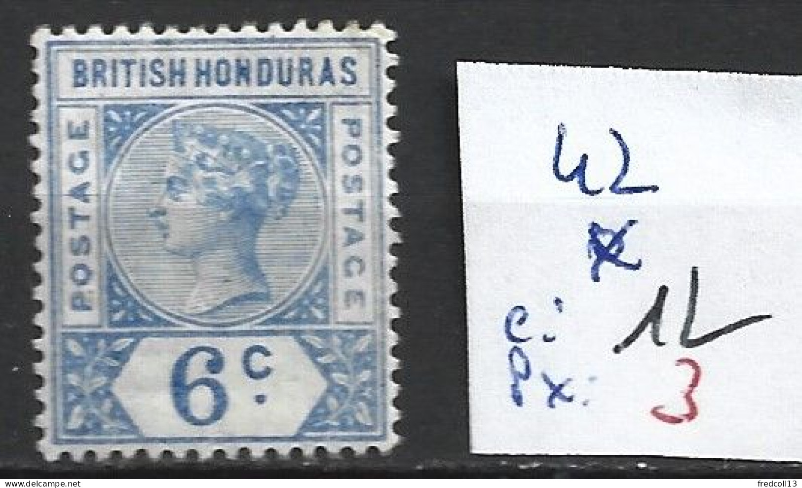 HONDURAS BRITANNIQUE 42 * Côte 12 € - Honduras Británica (...-1970)