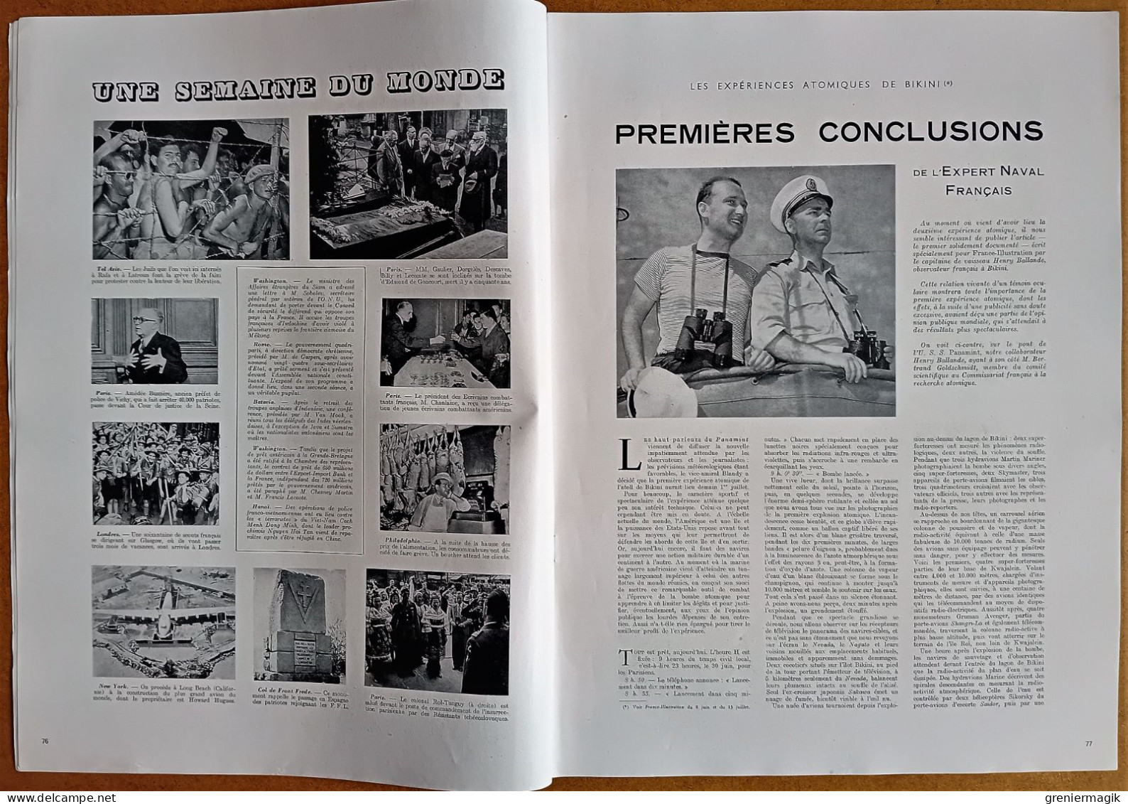 France Illustration N°43 27/07/1946 Bikini/Croisade Vézelay/Haute Cour/Grèce/Camargue/Paul Valéry/Congrès Bombay Gandhi - Testi Generali