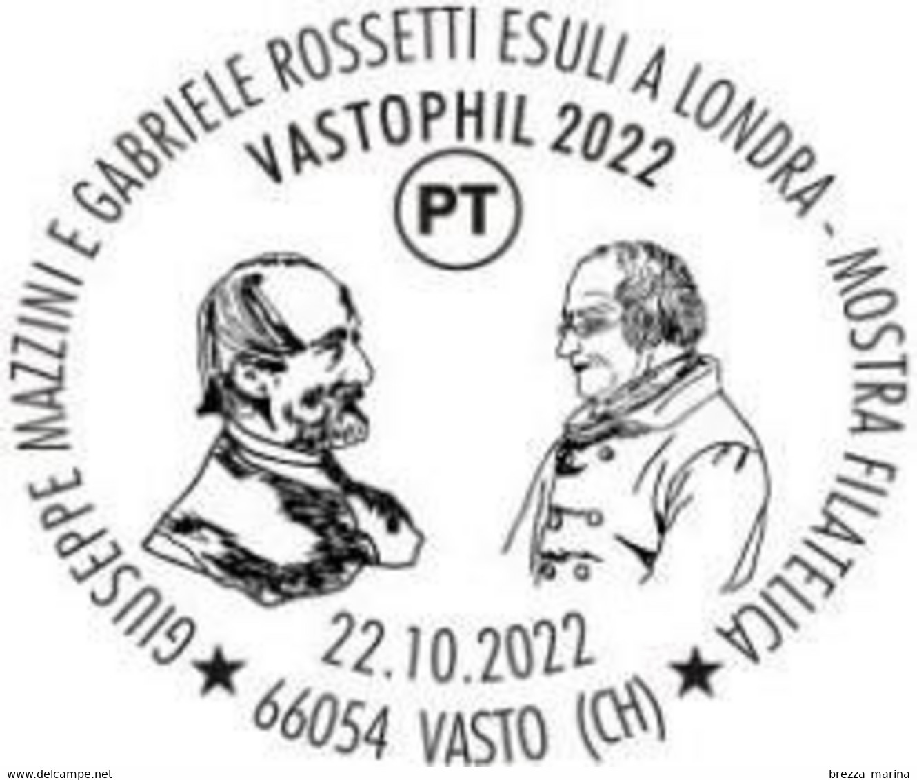 ITALIA - 2022 - Cartolina - Vastophil - Giuseppe Mazzini E Gabriele Rossetti, Esuli A Londra - Annullo - 2021-...: Poststempel