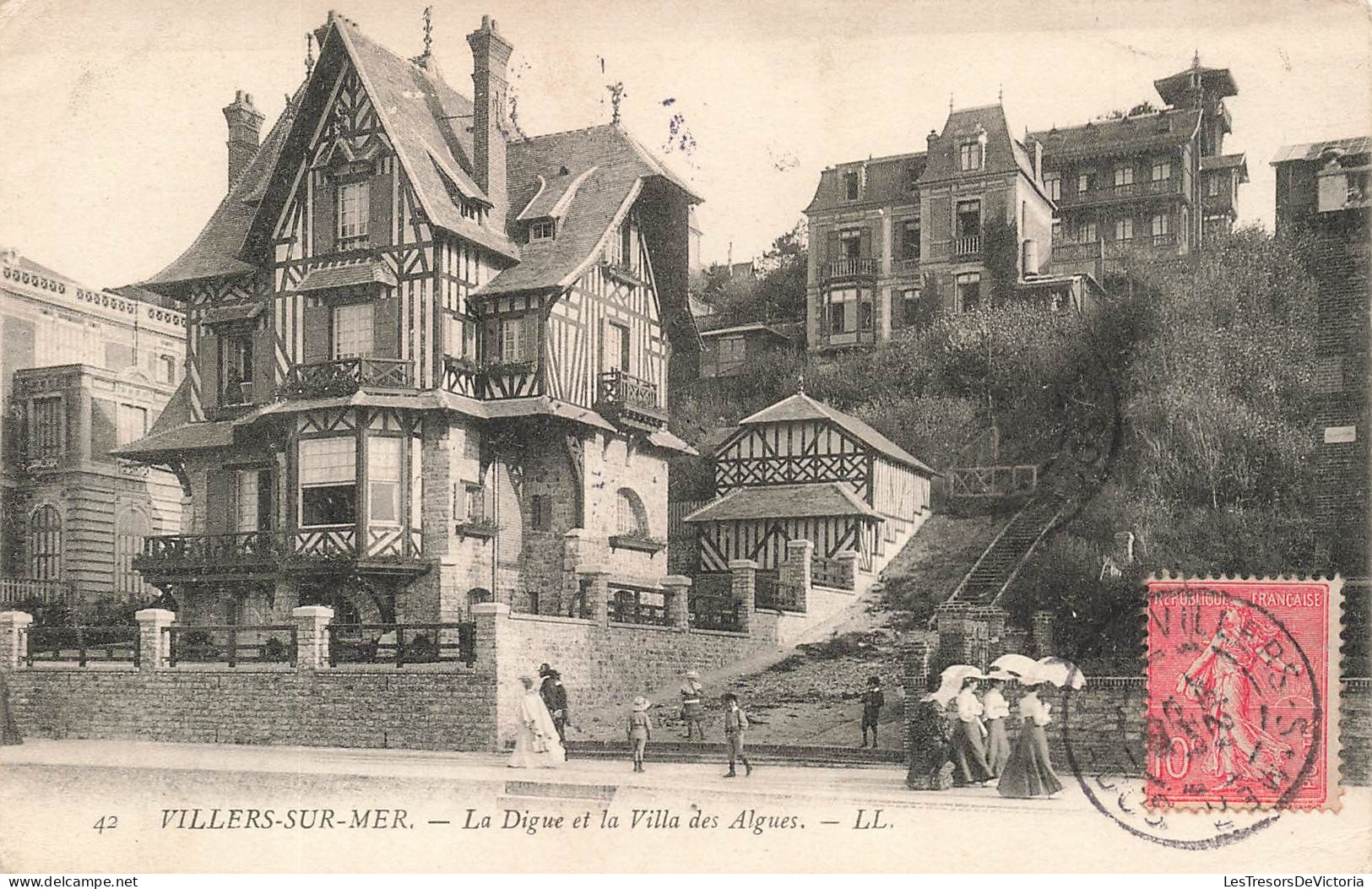 FRANCE - Villers Sur Mer - La Digue Et La Villa Des Algues - Carte Postale Ancienne - Villers Sur Mer