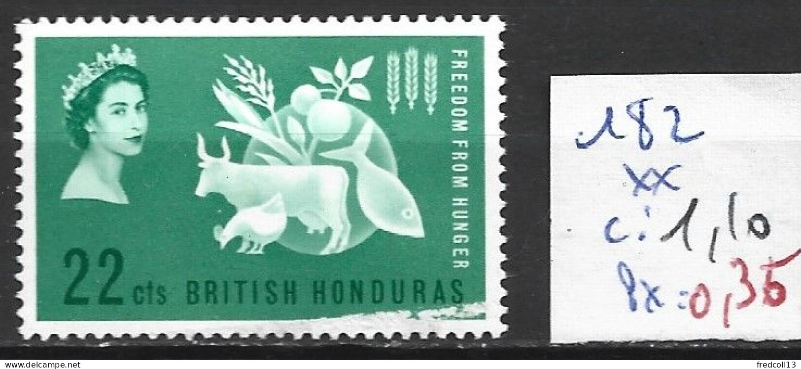 HONDURAS BRITANNIQUE 182 ** Côte 1.10 € - Honduras Britannique (...-1970)