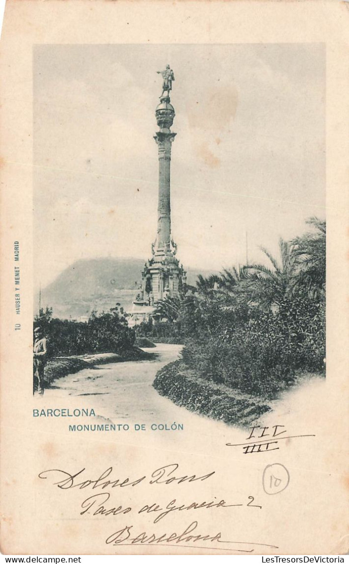 ESPAGNE - Barcelona - Monumento De Colon - Animé - Carte Postale Ancienne - Barcelona