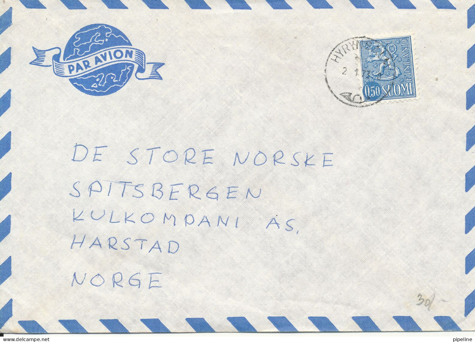 Finland Air Mail Cover Sent To Norway 2-1-1973 Single Franked LION Type - Cartas & Documentos