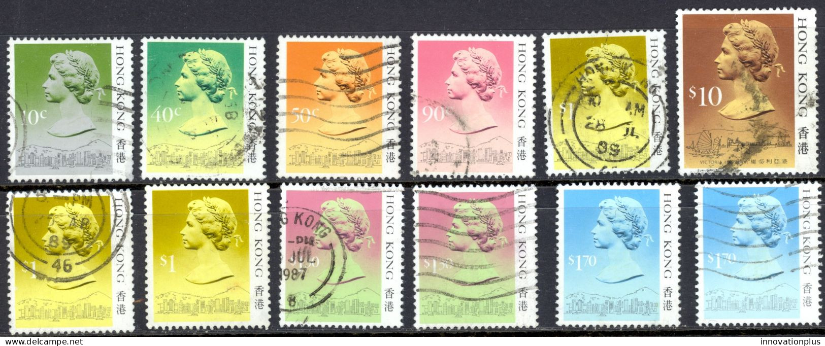 Hong Kong Sc# 490-502 (Assorted) Used Lot/12 (Type I) 1987 QEII Definitives - Usati