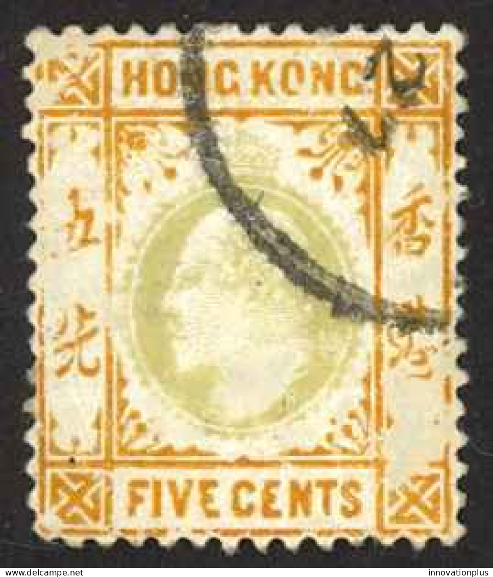 Hong Kong Sc# 74 Used (a) 1903 5c Org & Gray Grn Edward VII - Oblitérés