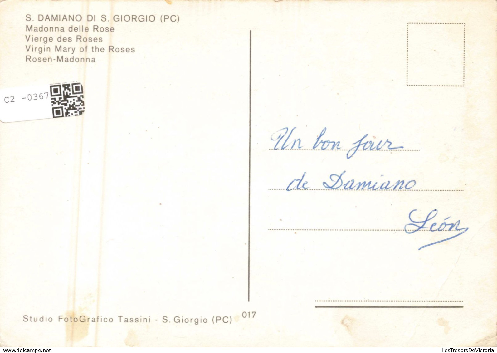 RELIGIONS & CROYANCES - S. Diamiano Di S. Giorgio - Vierge Des Roses - Carte Postale Ancienne - Otros & Sin Clasificación