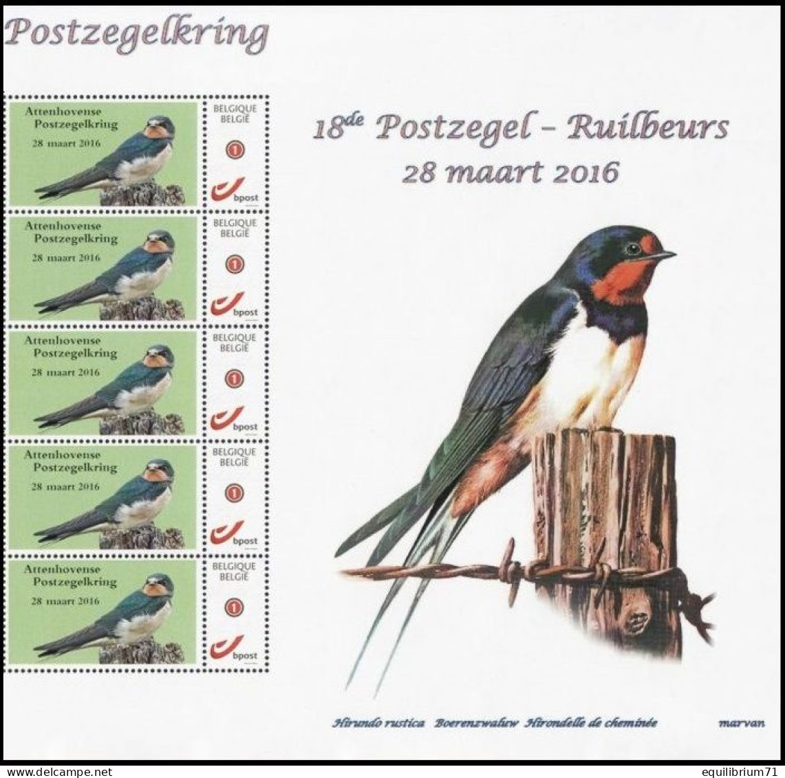 Mystamp/Duostamp** - Hirondelle De Cheminée / Boerenzwaluw / Rauchschwalbe / Hirundo Rustica - Attenhovense Kring - RRR - Zwaluwen