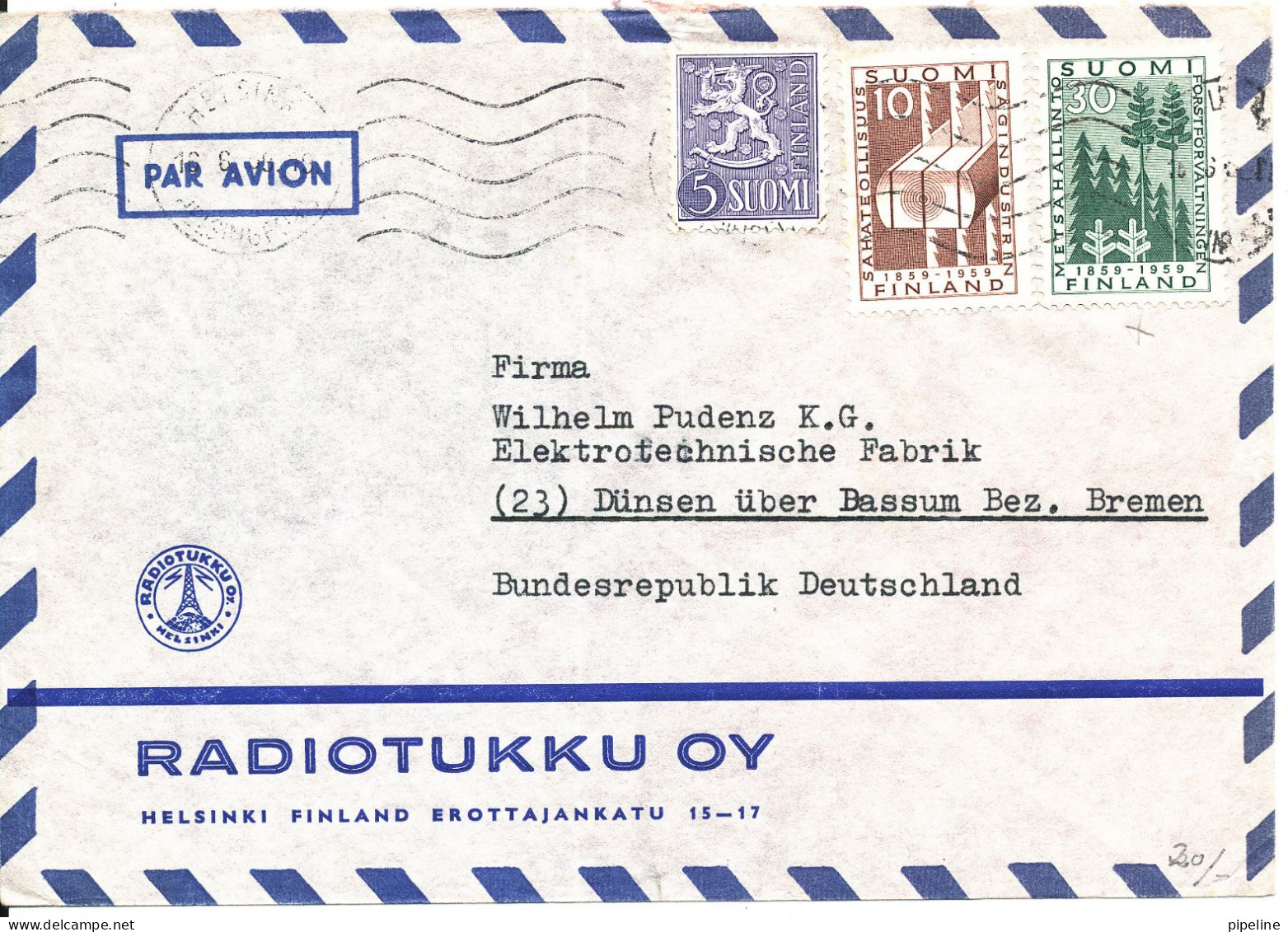 Finland Air Mail Cover Sent To Germany - Storia Postale