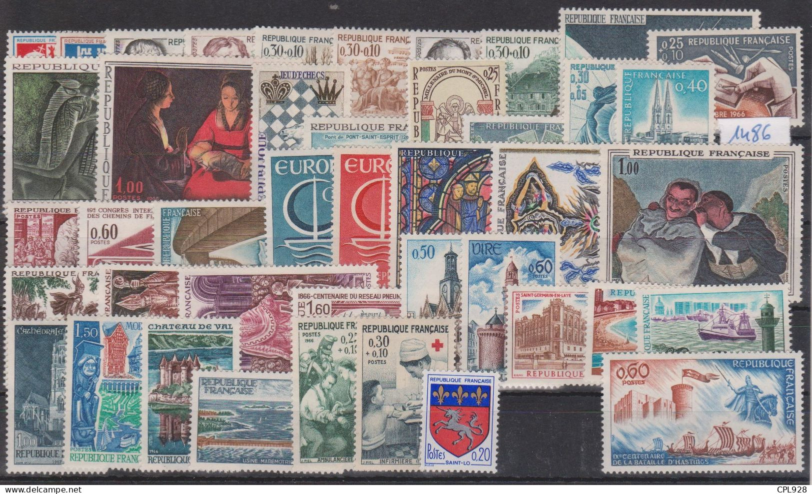 France 1966 Année Neuf Sans Charnières (sauf 1486 Avec Charnière) + Bloc Musée Postal - 1960-1969