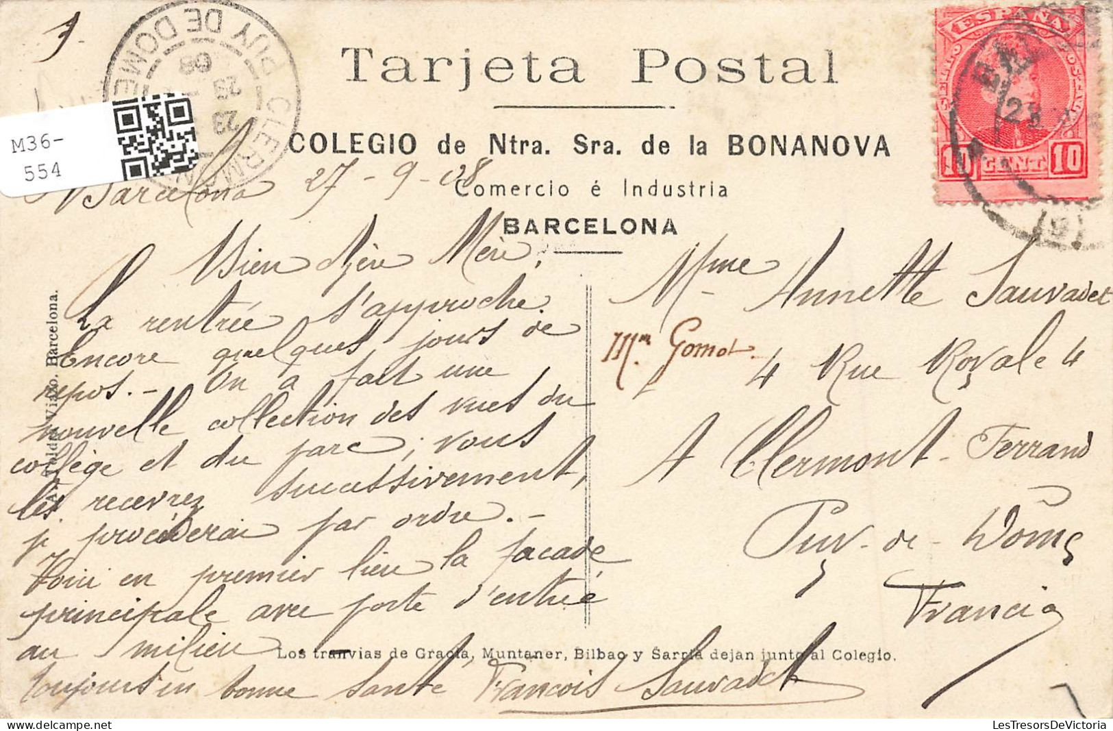 ESPAGNE - Barcelona - Colegio De Ntra Sra. De La Bonanova - Fachada Principal - Carte Postale Ancienne - Barcelona