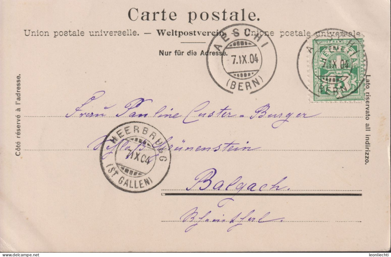 Aeschi B. Spiez,  BM: Zum: 65B, Mi: 53Y, ° AESCHI + HEERBRUGG 7.IX.04 - Aeschi Bei Spiez