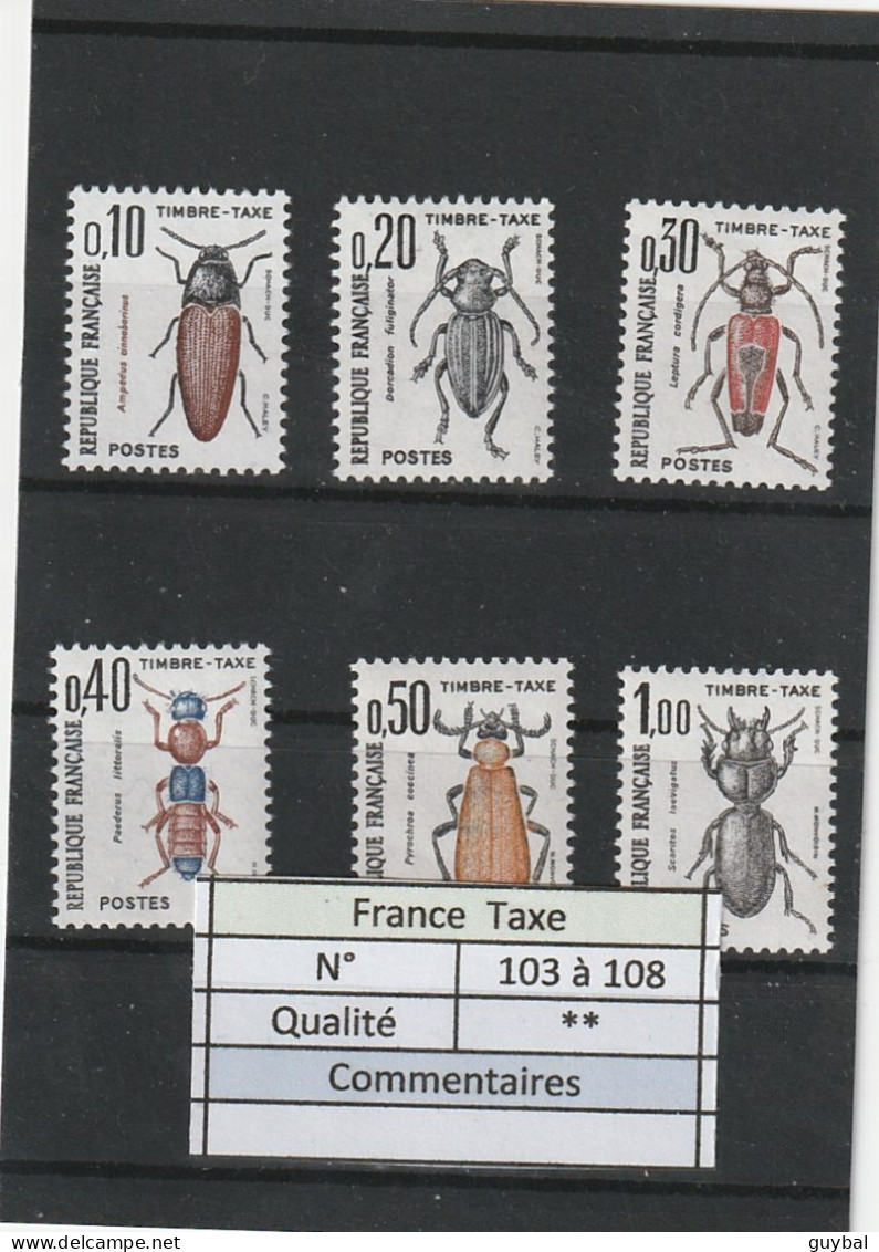 Taxe - France - 1982 - N° YT 103 à 108** -  Insectes - 1960-.... Nuevos