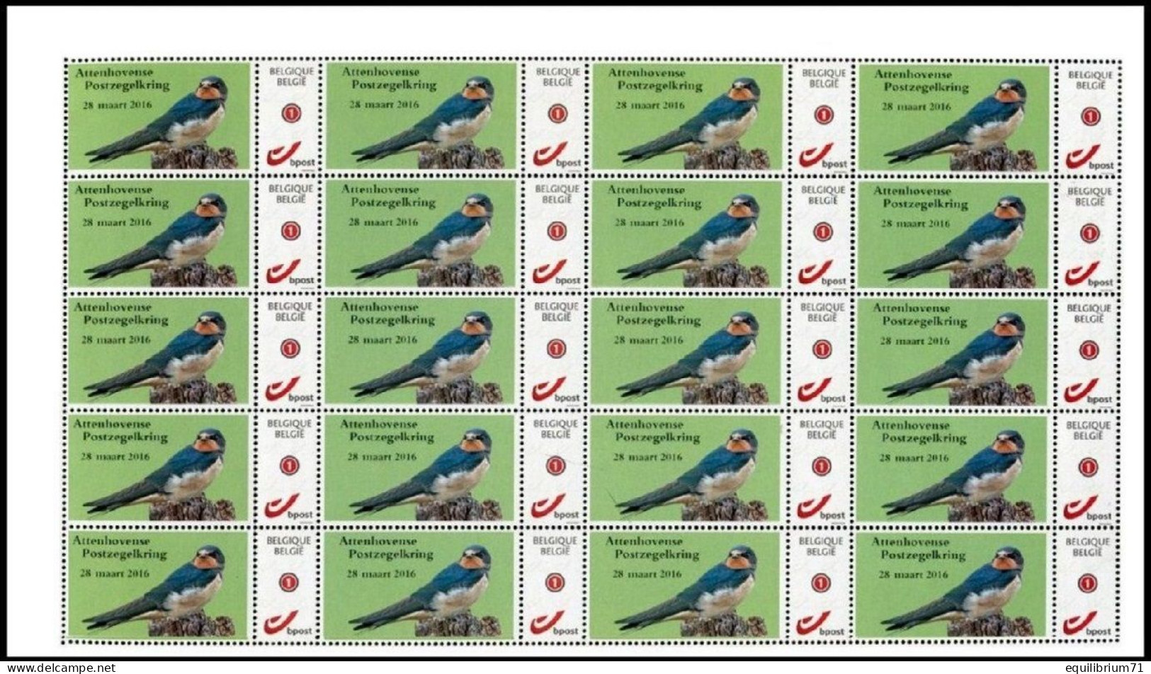 Mystamp/Duostamp** - Hirondelle De Cheminée / Boerenzwaluw / Rauchschwalbe / Hirundo Rustica - Attenhovense Kring - RRR - Schwalben