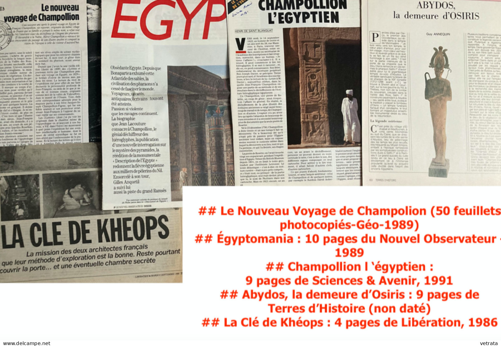 ÉGYPTE ANCIENNE/PHARAONS : 6 Livres - 1 Magazine - 4 Planches Arnaud & 1 Carte + 4 Articles (plus De 80 Feuillets) /// ( - Lots De Plusieurs Livres