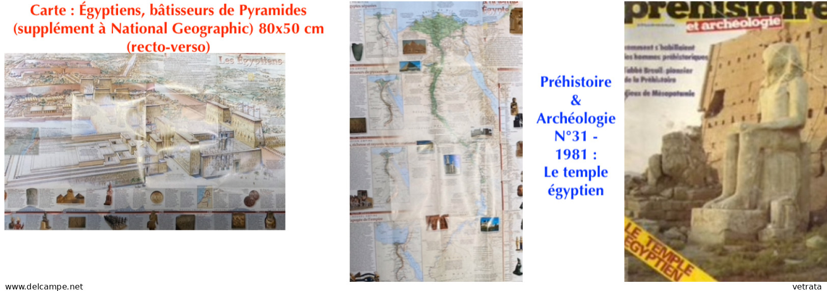 ÉGYPTE ANCIENNE/PHARAONS : 6 Livres - 1 Magazine - 4 Planches Arnaud & 1 Carte + 4 Articles (plus De 80 Feuillets) /// ( - Lots De Plusieurs Livres