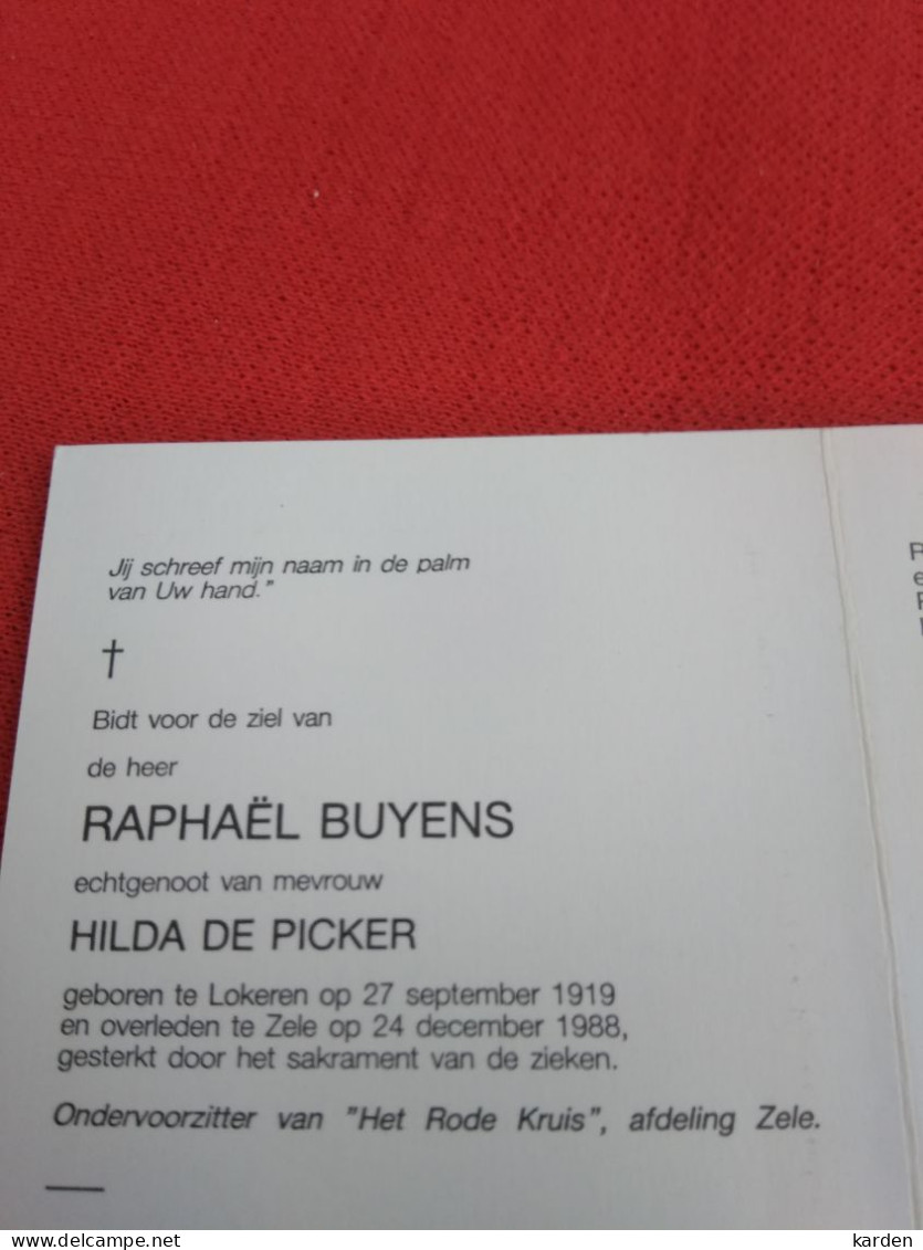 Doodsprentje Raphaël Buyens / Lokeren 27/9/1919 Zele 24/12/1988 ( Hilde De Picker ) - Religion & Esotérisme