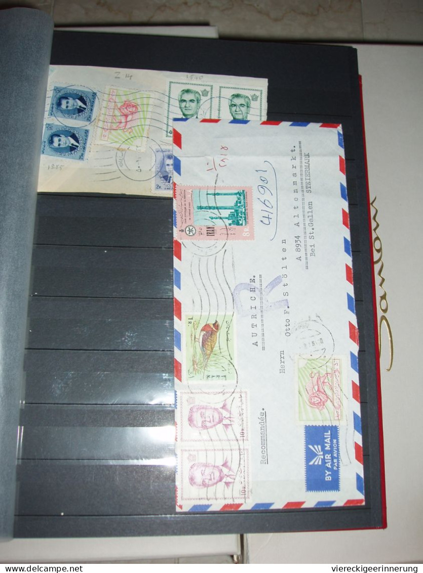 ! Collection in Album, Persia, Persien, Iran, stamps 1960-1999 (a lot from 1980iger) + 27 covers + 4 banknotes