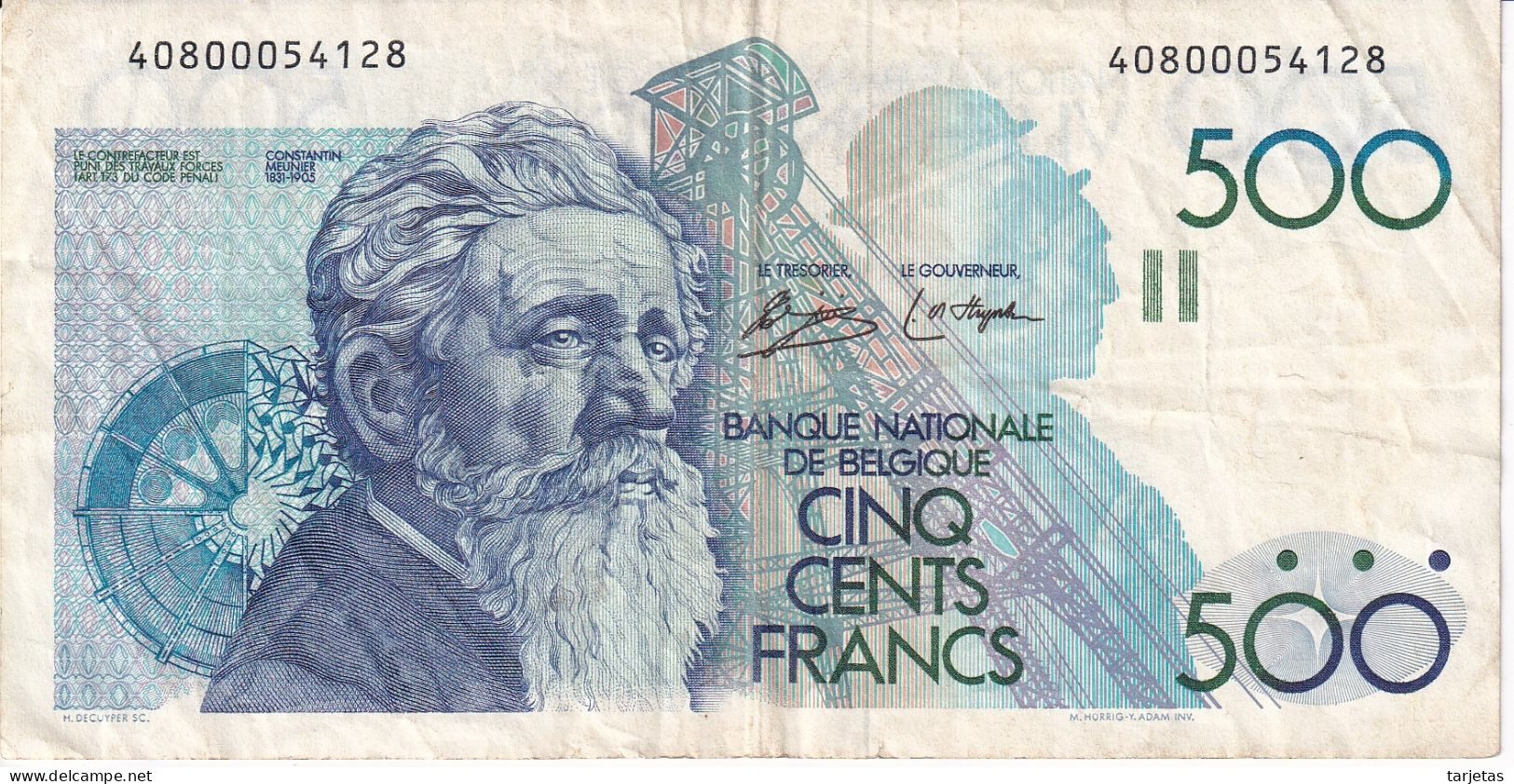 BILLETE DE BELGICA DE 500 FRANCS DEL AÑO 1986 DIFERENTES FIRMAS (BANKNOTE) - 500 Francos